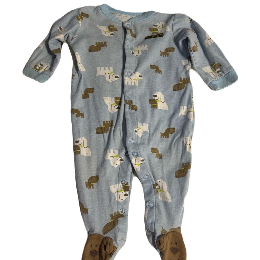 Carter's Blue and Brown Footed One Piece‎ with Dogs